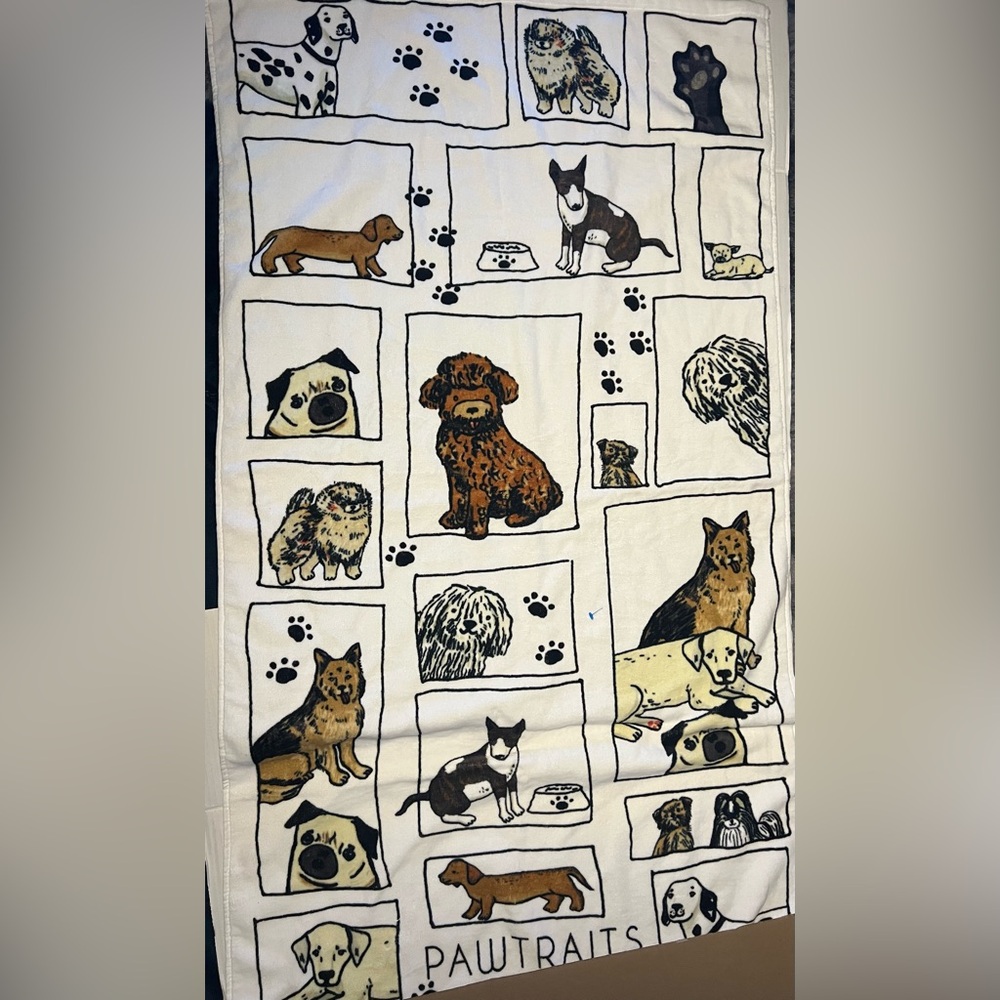 Kassafina large soft comfy puppy dog print towel Nwt